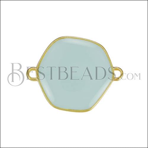 Hexagon Connector Charm GOLD EPOXY - Pale Jade - 10 pcs