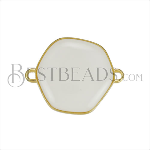 Hexagon Connector Charm GOLD EPOXY - White - 10 pcs