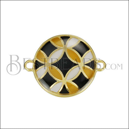 18mm Spanish Tile Connector Charm GOLD EPOXY - Black Mix - 10 pcs
