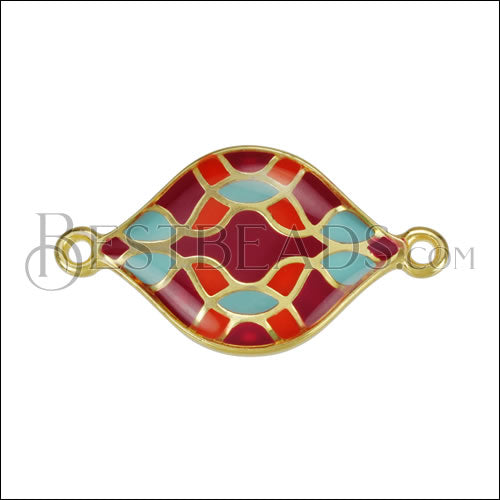 22mm Curvy Tile Connector Charm GOLD EPOXY - Sangria Mix - 10 pcs