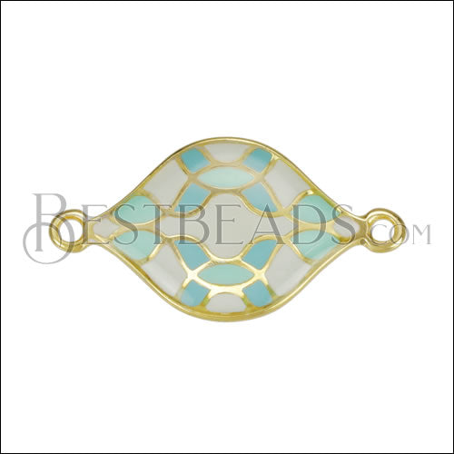 22mm Curvy Tile Connector Charm GOLD EPOXY - White Mix - 10 pcs