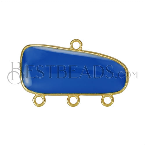 4 - Loop Oblong Connector Pendant GOLD EPOXY - Blue - 5 pcs