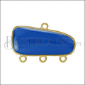 4 - Loop Oblong Connector Pendant GOLD EPOXY - Blue - 5 pcs