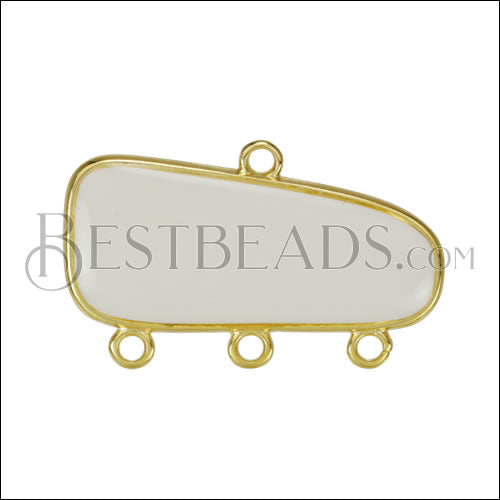 4 - Loop Oblong Connector Pendant GOLD EPOXY - White - 5 pcs
