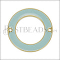 27mm Ring Connector Pendant GOLD EPOXY - Pale Jade - 5 pcs