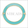 39mm Ring Connector Pendant GOLD EPOXY - Aqua - 5 pcs