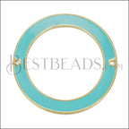 39mm Ring Connector Pendant GOLD EPOXY - Aqua - 5 pcs