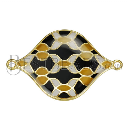 30mm Curvy Tile Connector Pendant GOLD EPOXY - Black Mix - 5 pcs