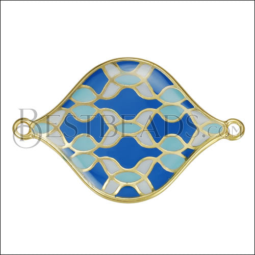 30mm Curvy Tile Connector Pendant GOLD EPOXY - Blue Mix - 5 pcs