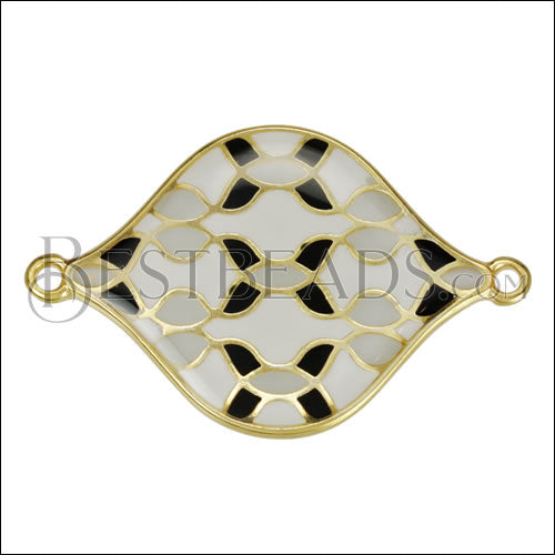 30mm Curvy Tile Connector Pendant GOLD EPOXY - Grey Mix - 5 pcs