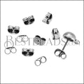 Butterfly Earring Back ANT SILVER - 10 pcs