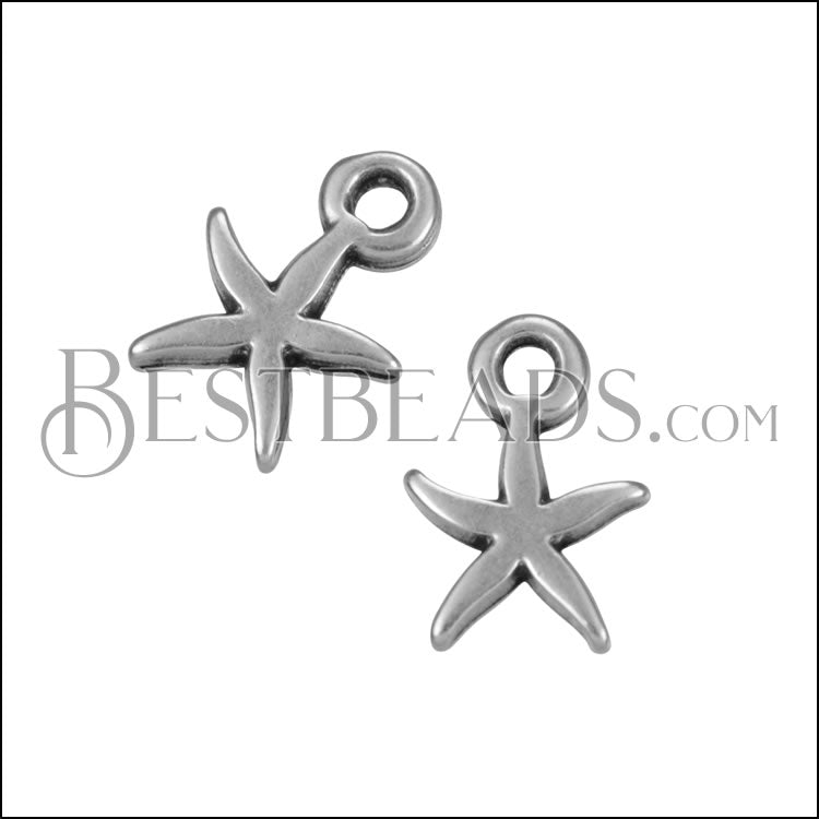 MINI Starfish Charm ANT SILVER - 10 pcs