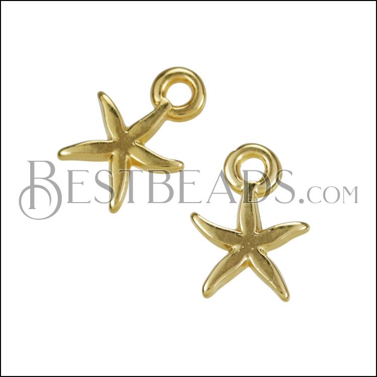 MINI Starfish Charm SHINY GOLD - 10 pcs
