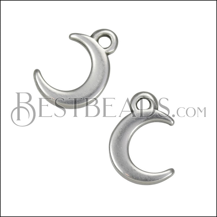 MINI Crescent Charm ANT SILVER - 10 pcs