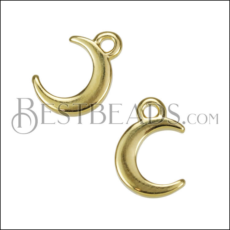 MINI Crescent Charm SHINY GOLD - 10 pcs