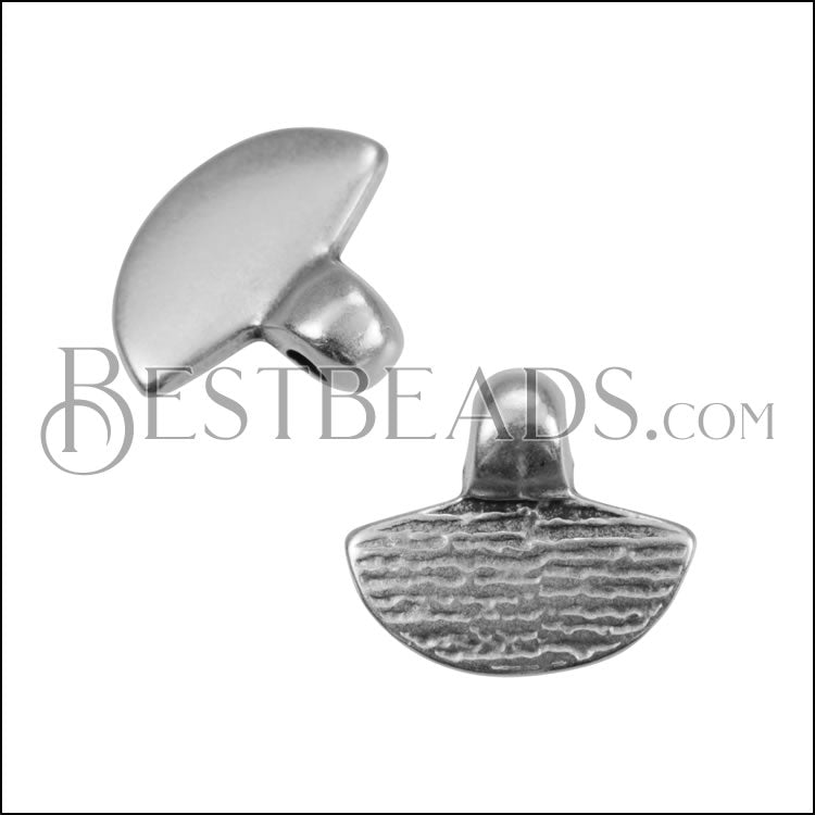 MINI Textured Fan Drop ANT SILVER - 10 pcs