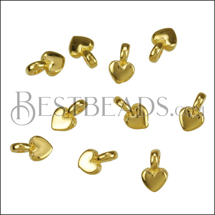 MINI Heart Charm SHINY GOLD - 10 pcs