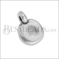 1.5mm round HAMMERED DISC mini charm ANT SILVER - 10 pcs