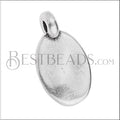 1.5mm round HAMMERED OVAL mini charm ANT SILVER - 10 pcs