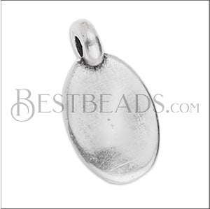 1.5mm round HAMMERED OVAL mini charm ANT SILVER - 10 pcs