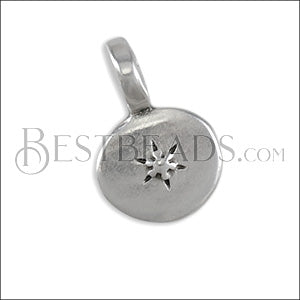 1.5mm round STAR DISC mini charm ANT SILVER - 10 pcs