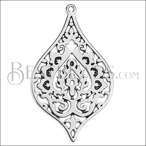 Large Filligree Drop Pendant ANT SILVER - 5 pcs