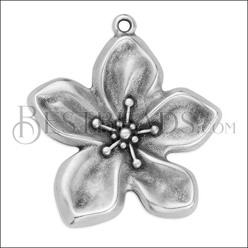 ORGANIC FLOWER Pendant ANT SILVER - 5 pcs