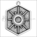 HEXAGON with SUN Pendant ANT SILVER - 5 pcs