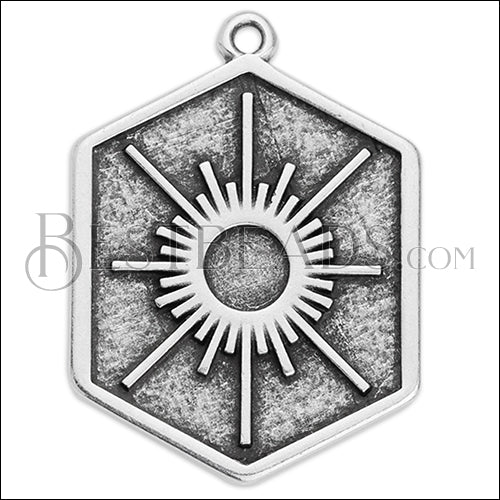 HEXAGON with SUN Pendant ANT SILVER - 5 pcs