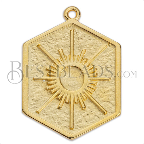 HEXAGON with SUN Pendant GOLD - 5 pcs