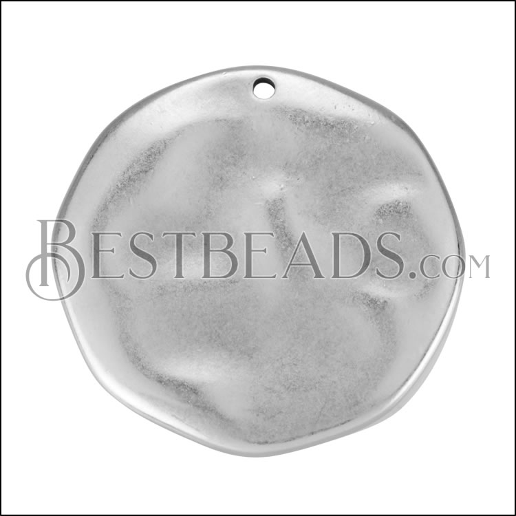 28mm Hammered Pendant ANT SILVER - 10 pcs