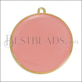 30mm Round Pendant GOLD EPOXY - Coral - 5 pcs