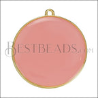 30mm Round Pendant GOLD EPOXY - Coral - 5 pcs