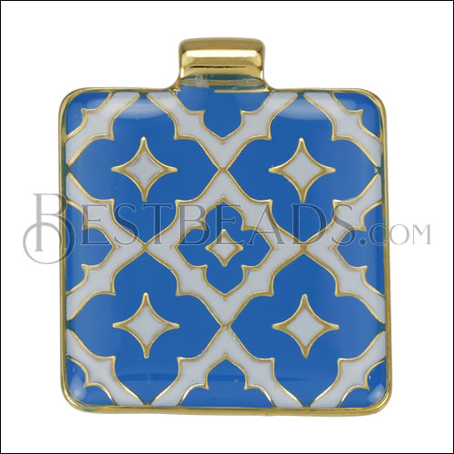 Square Pattern Pendant GOLD EPOXY - Blue - 2 pcs