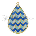 Teardrop ZigZag Pendant GOLD EPOXY - Blue Mix - 5 pcs