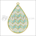 Teardrop ZigZag Pendant GOLD EPOXY - White Mix - 5 pcs