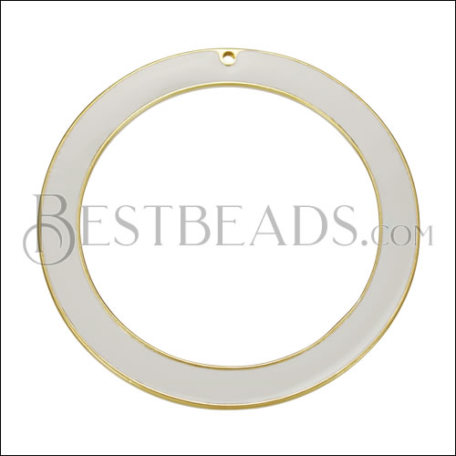55mm Ring Pendant GOLD EPOXY - White - 5 pcs