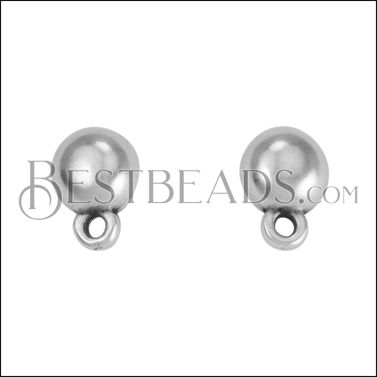 Sphere Post Earring with Loop ANT SILVER - 10 pcs