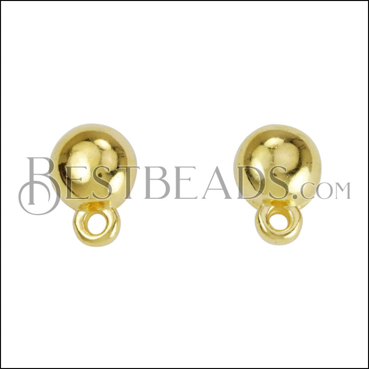 Sphere Post Earring with Loop SHINY GOLD - 10 pcs
