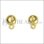 Sphere Post Earring with Loop SHINY GOLD - 10 pcs