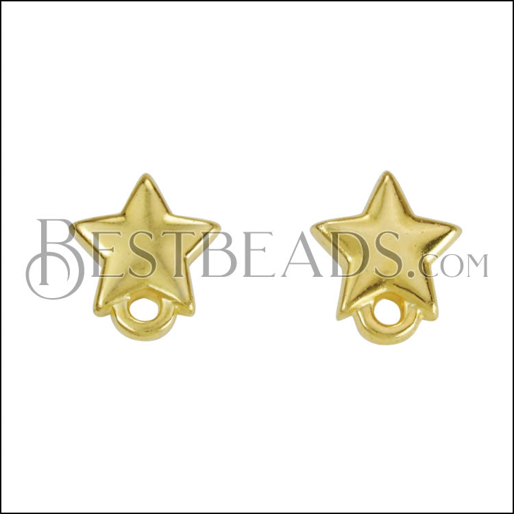 Star Post Earring with Loop SHINY GOLD - 10 pcs