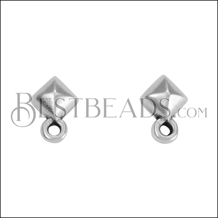 Diamond Post Earring with Loop ANT SILVER - 10 pcs
