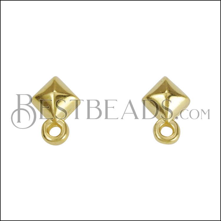 Diamond Post Earring with Loop SHINY GOLD - 10 pcs