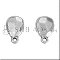 Faceted Teardrop Post Earring with Loop ANT SILVER - 10 pcs
