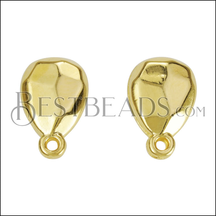 Faceted Teardrop Post Earring with Loop SHINY GOLD - 10 pcs