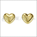 Puffed Heart Post Earring SHINY GOLD - 10 pcs