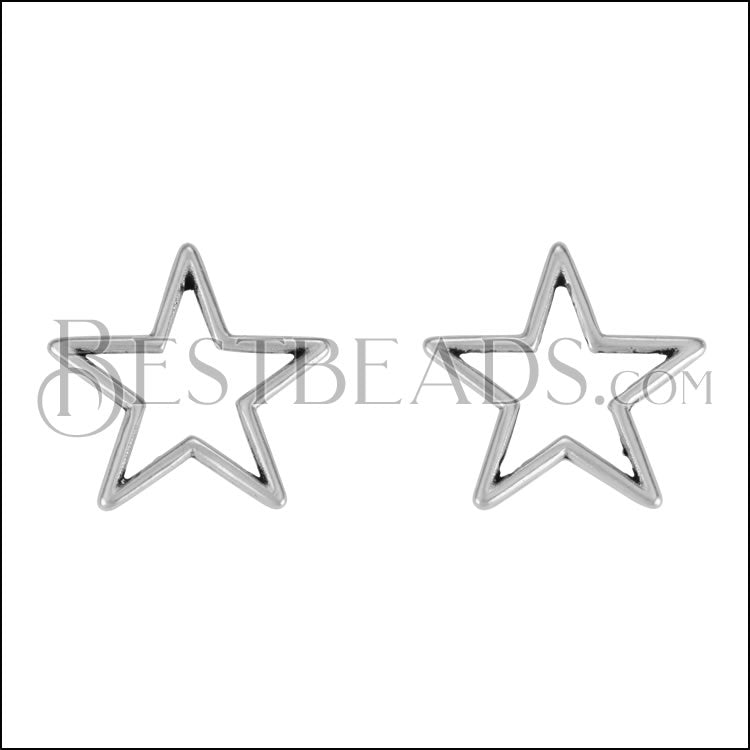 Star Wire Post Earring ANT SILVER - 10 pcs