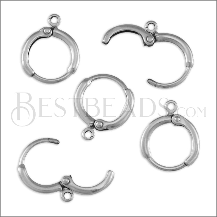 Round Brass Earring part ANT SILVER - 10 pcs