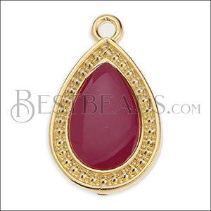 20mm Dotted Drop charm GOLD EPOXY - Burgundy - 10 pcs