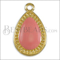 20mm Dotted Drop charm GOLD EPOXY - Coral - 10 pcs